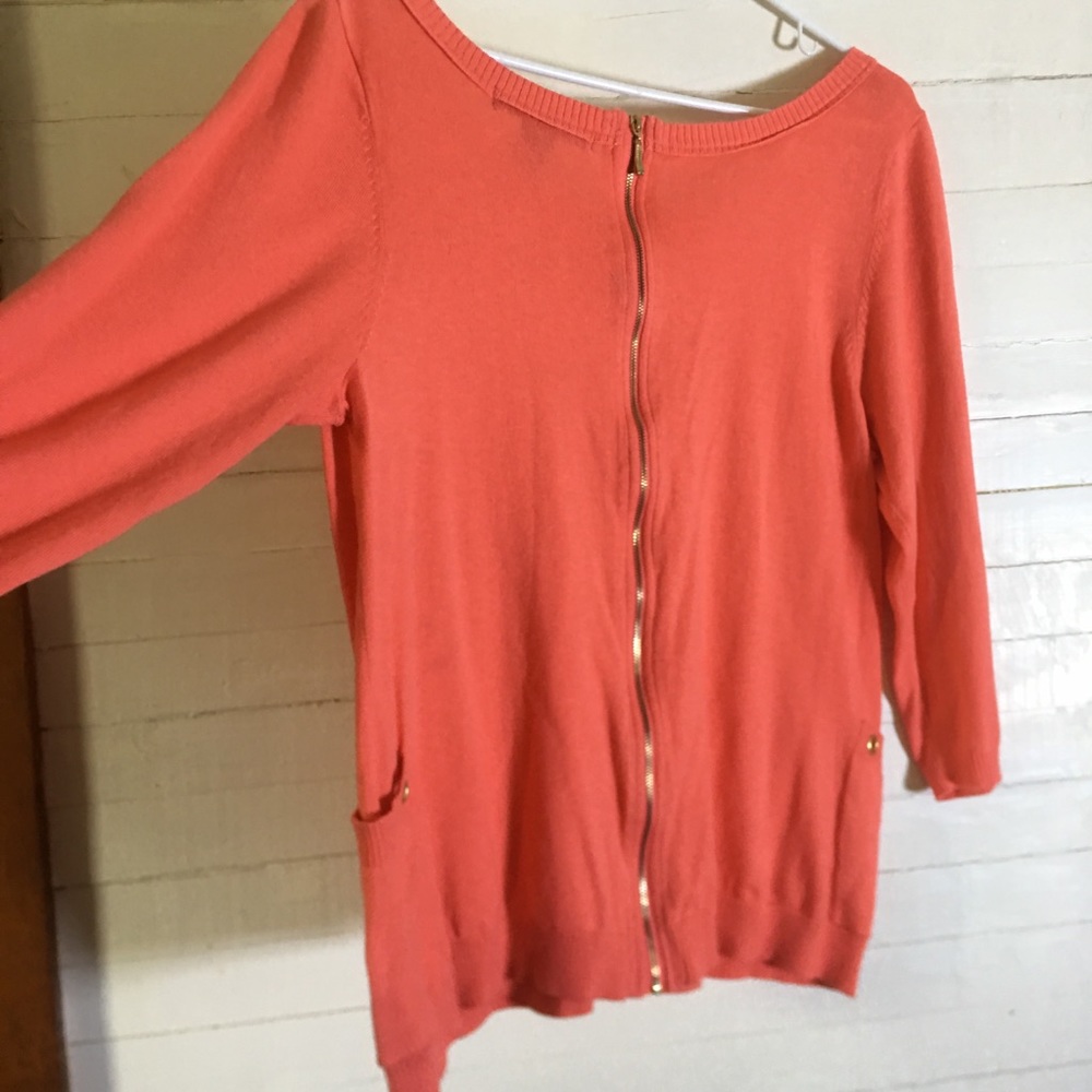 89th & Madison Top Orange w/ Pockets Back Zipper